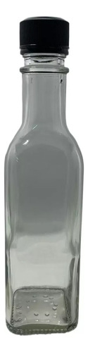 Botella Tequilera Cuadrada Vidrio 250 Ml Tapa Segurid 24 Pzs