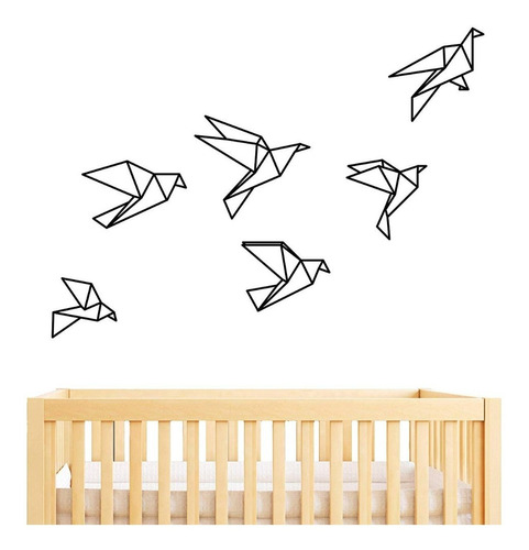 Vinilo Adhesivo Cuarto Niños Niñas Tramas Pajaros Origami