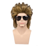 Peluca Rockwig Para Hombre, Pelo Corto Y Rizado, Teñida Con