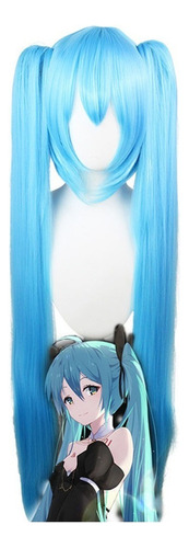 Vocaloid Miku Hatsune Peluca Cosplay Largo Pelo Azul 110cm A