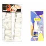 Set 100 Uñas Tips Color Blanco + Pegamento 10g