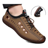 Zapatos Casuales De Cuero Hueco Suave Transpirable Hombre