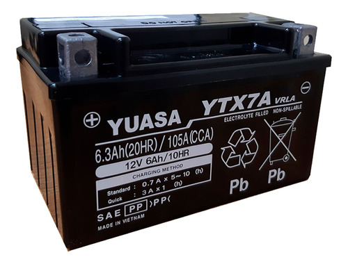 Batería Moto Yuasa Ytx7a-bs Motomel Skua 17/18