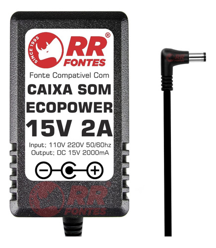 Fonte Carregador 15v 2a Para Caixa Ecopower Ep-1903 Ep-1904