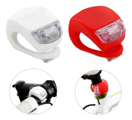 Kit Luz Led Bicicleta Delantera Tracera Rojo Blanco Silicona Color Rojo/blanco