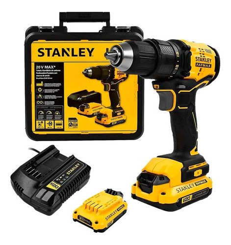 Taladro Perc Inalám De 13mm Stanley 20v + 2 Bat + Maletín 