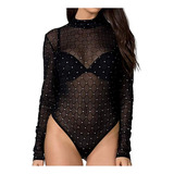 Body Malla De Diamante Brillante Para Mujer, Transparente 