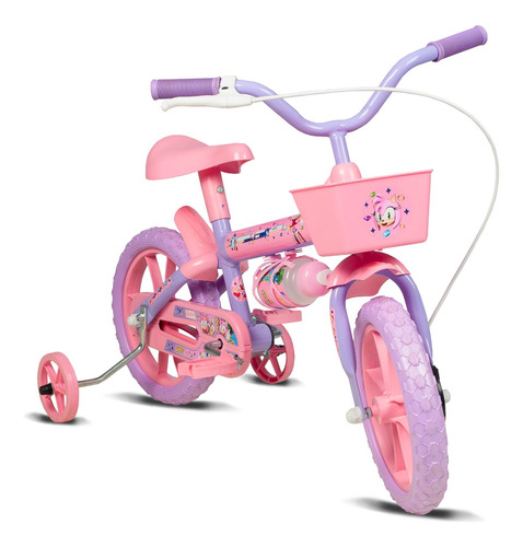 Bicicleta Infantil Amy Sonic Aro 12 - 3 A 5 Anos Com Rodinha