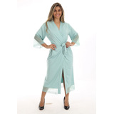 Robe Feminino Hobby Noiva Manga 3/4 Roupão Banho Microfibra