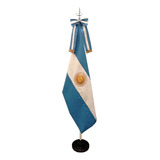 Combo Argentina Grande: Base, Asta, Bandera Con 1 Sol Y Moño