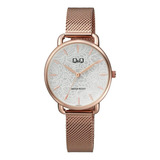 Reloj Q&q Qc27j001y  Dorado Dama Original