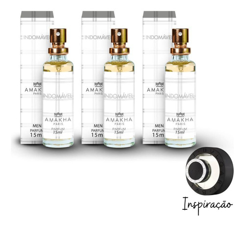 Kit 3 Perfumes Indomável Masculino 15ml Amakha Paris
