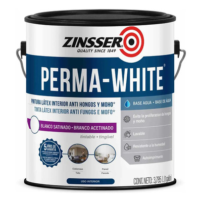 Pintura Látex Antihongos Interior Blanco Satinado Zinsser 4L | Envío gratis