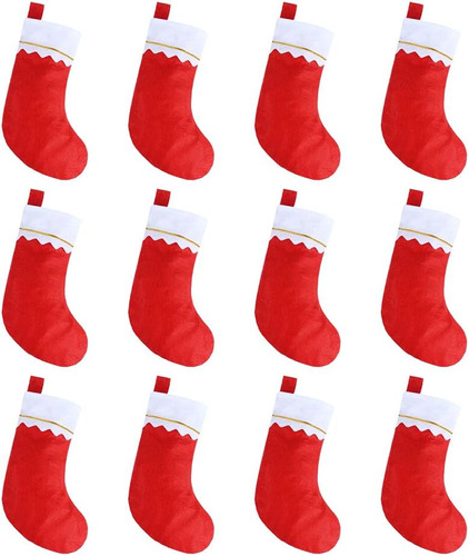 Ccinee 12 Medias Navideñas De Fieltro Rojo 15 Medias De Recu