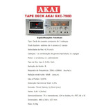 Catálogo / Folder: Tape Deck Akai Gxc-750d # Novo Okm.