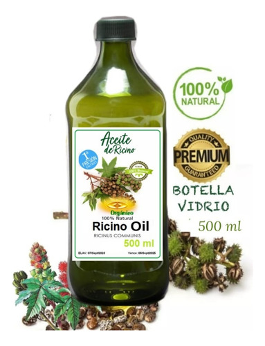 Aceite De Ricino 100% Puro Y 100%organico Bot Vidrio