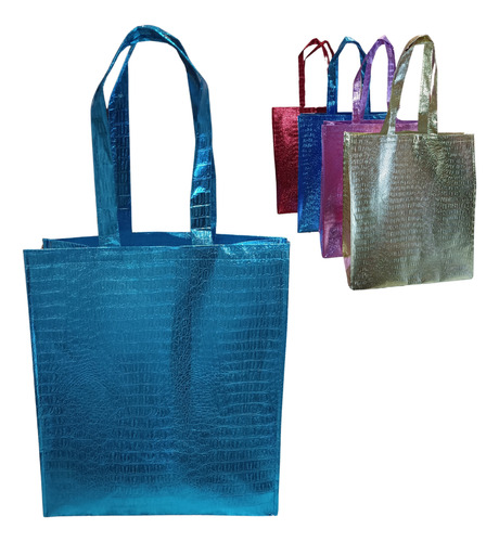 90 Pack Bolsas Reutilizables Metalicas Texturizada Azules