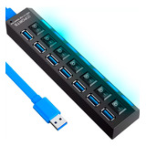 Régua Hub Usb 3.0 Diversas Entradas 7 Portas Usb Mouse Hd Ex