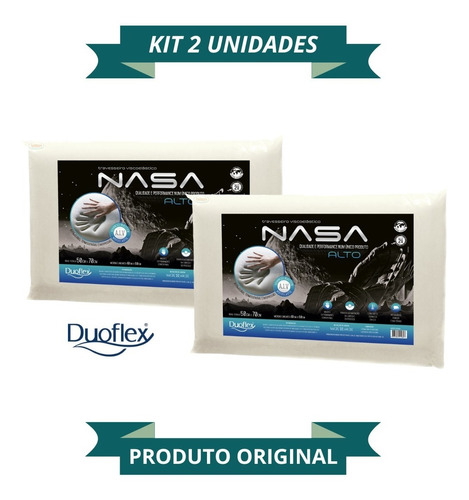 Kit 2 Travesseiros Nasa X Alto Viscoelástico - Duoflex