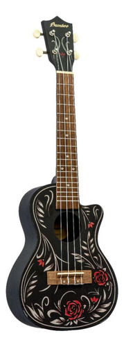 Ukelele Concierto Bamboo U23 Flower & Roll Diseño Color Negro