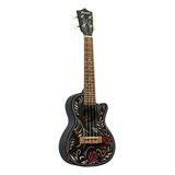 Ukelele Concierto Bamboo U23 Flower & Roll Funda Color Negro