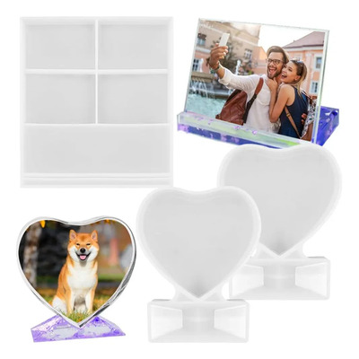 Molde Silicona Thjopokeel Marco Fotos Corazón Rectangular Diy Manualidades Blanco
