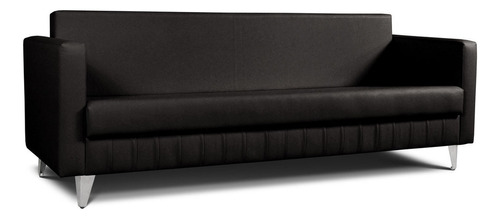 Sofa Cama 2.12 Metros Ecocuero Color Negro Diseño De La Tela Eco Cuero