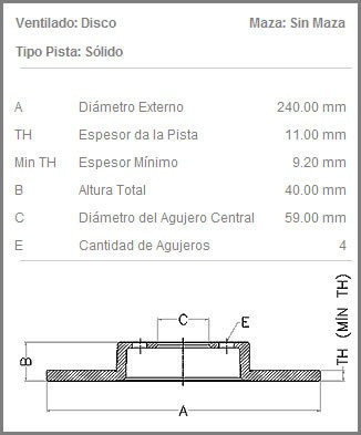 Kit De Disco De Freno Trasero  Fremax Fiat Bravo 2.0 L 1995- Foto 2