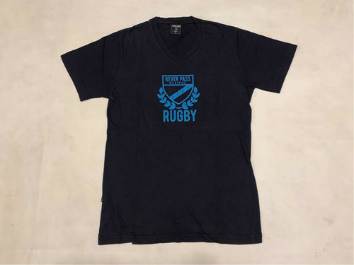 Remera Rever Pass Rugby Talle S Manga Corta Esc V Azul Osc