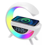 Parlante Lampara Cargador Inalámbrico  Rgb Reloj App Bt