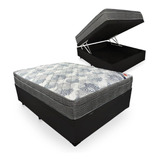 Cama Box Baú Casal + Colchão - Ortobom - 138cm Preto