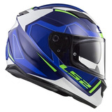 Capacete Ls2 Ff320 Stream Edge Azul Branco Com Viseira Solar Tamanho Do Capacete 58