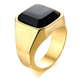 Anillo Acero Inoxidable Con Ónix Negro: Regalo Para Papá.