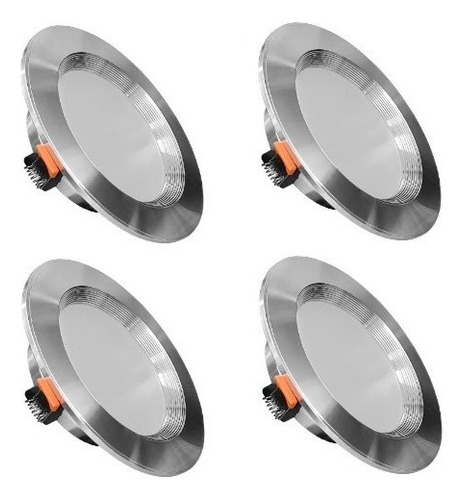 Plafon Led 9w Bote 8 Cms Luz Blanca Fria Satinado 4 Piezas Color Gris