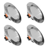 Plafon Led 9w Bote 8 Cms Luz Blanca Fria Satinado 4 Piezas Color Gris