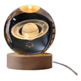 Esfera De Cristal 3d Con Luz Nocturna Base Led - Saturno