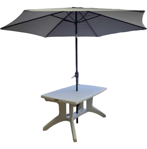 Parasol De 3mts De Diametro Y Mesa Provenzal Blanca O Wengue