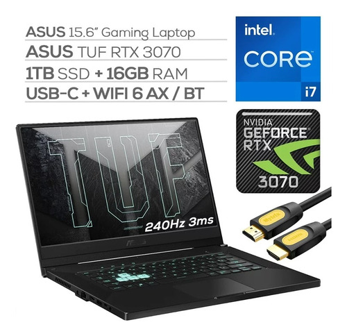 Notebook Asus Tuf Dash F15 I7 11370h 16gb 1tb Rtx 3070 8gb