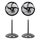 Pack 2 Ventiladores 5 Aspa Pedestal Negro Base Completa