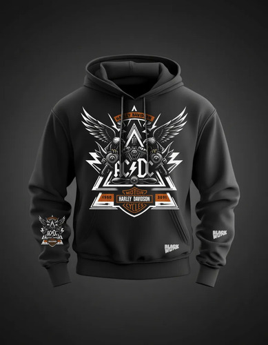 Sudadera Harley Davidson Negra Unisex Estilo Moto Chopper