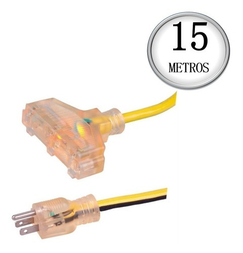 Cable De Ext Elec Sjtw12/3c Uso Rudo C/ind 15m