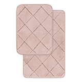 Set De 2 Tapetes Decorativos De Baño Ultrasuave Esquimal Color Rosa