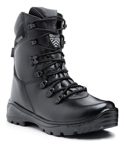 Bota Militar Acero Tiger Latego Preto Couro Brilhante Com Ca