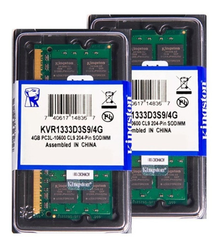 Memória Kingston Ddr3 4gb 1333 Mhz Notebook Kit C/ 02 Unid