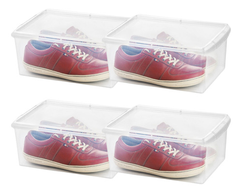 Organizador De Calzado Plastico X4 Tapa Zapatillas Apilable