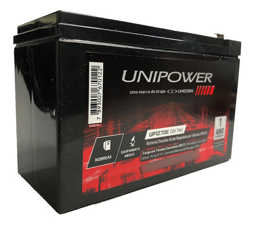 Bateria Unipower Para Nobreak 12 V 7.0ah F187 Up1270e 