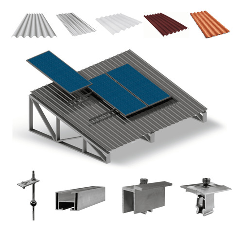 Kit Estrutura Suporte 03 Placas Solar Viga Metálica 4,40m