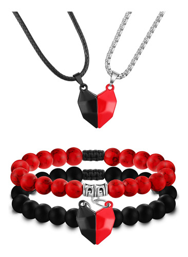 Conjunto Parejas Pulserascollares Corazón Cuentas Piedra San