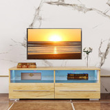 Airdown Soporte De Tv De Madera Con Luces Led, Centro De Ent