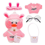 Peluche Pato Lalafanfan Kawaii 30 Cm Con Accesorios 